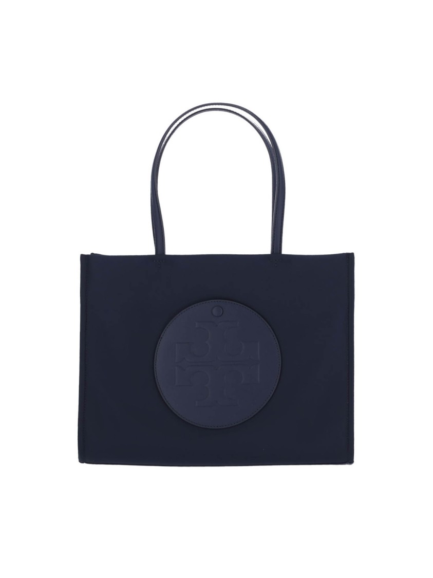 Tory Burch Navy Recycled Nylon Tote With Leather Accents In Blue