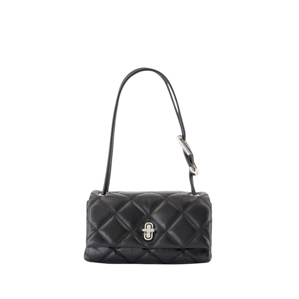 Shop Marc Jacobs The Mini Dual Chain Shoulder Bag - Leather - Black In Grey