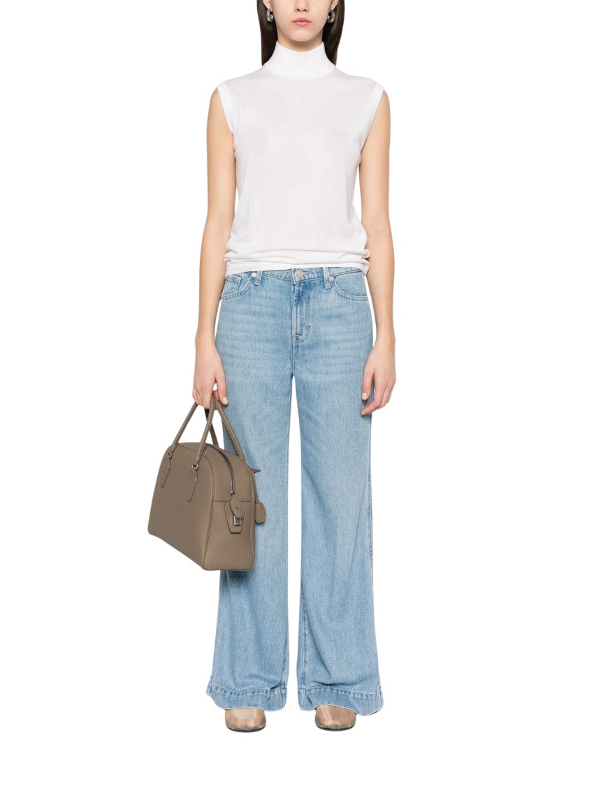 7 For All Mankind Wide-leg High-waisted Denim Jeans In Light Wash In Blue