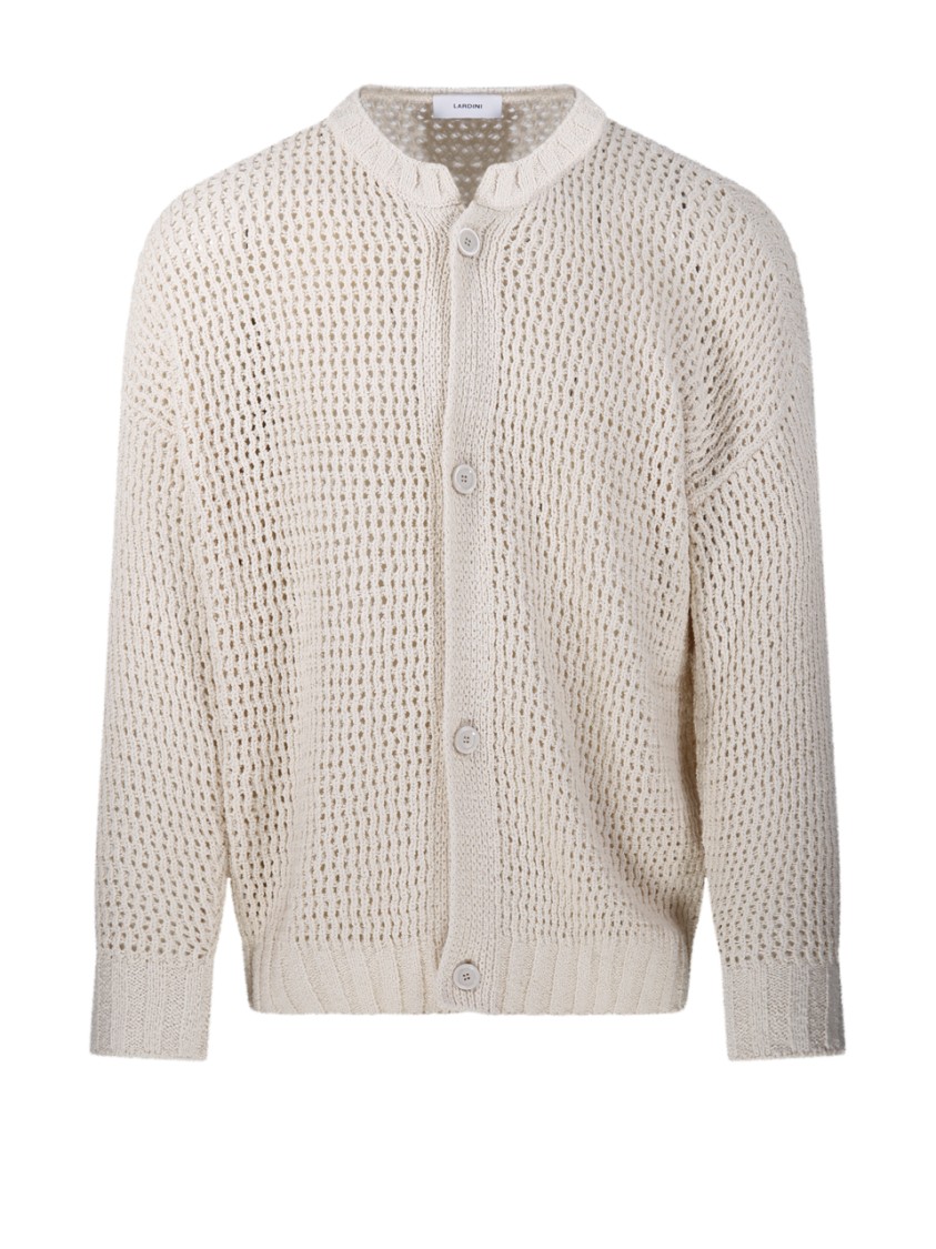 LARDINI LARDINI OPEN-KNIT CARDIGAN WITH TEXTURED PATTERN