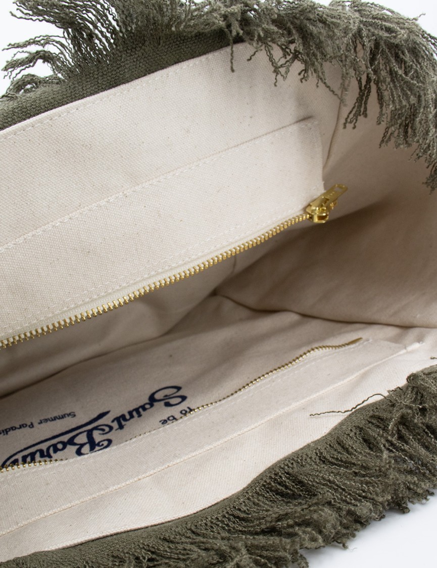 MC2 SAINT BARTH MC2 SAINT BARTH TEXTURED LINEN HANDBAG WITH PRINTED LOGO