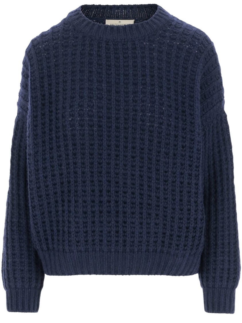 Bruno Manetti Chunky Knit Sweater In Blue