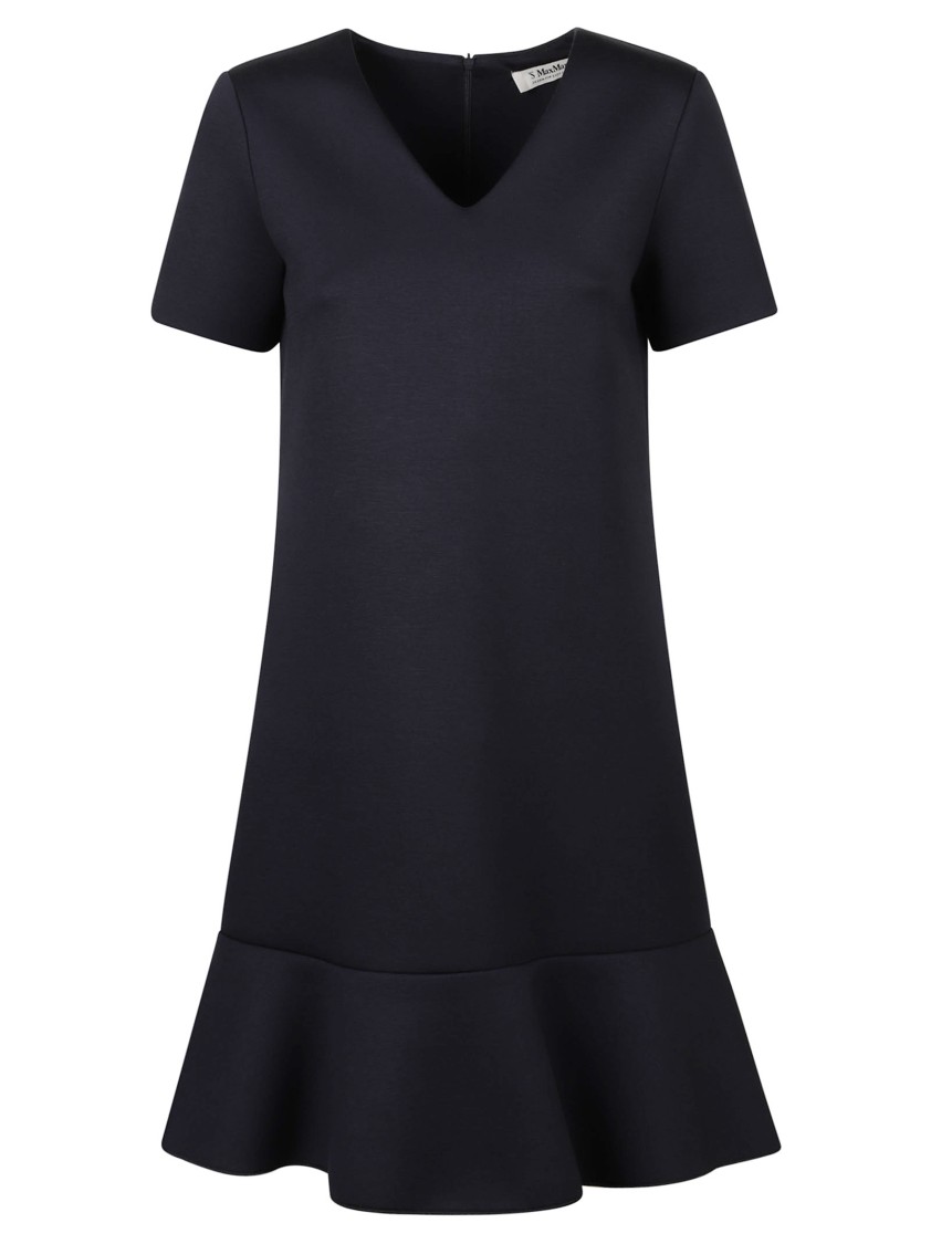 Max Mara A-line Dress With Flounce Hem In Blue