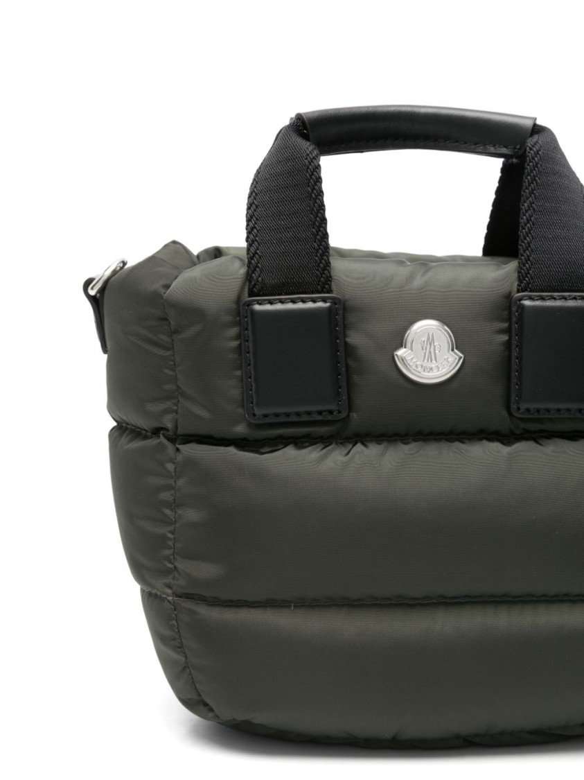 Moncler Quilted Khaki Handbag With Adjustable Shoulder Strap