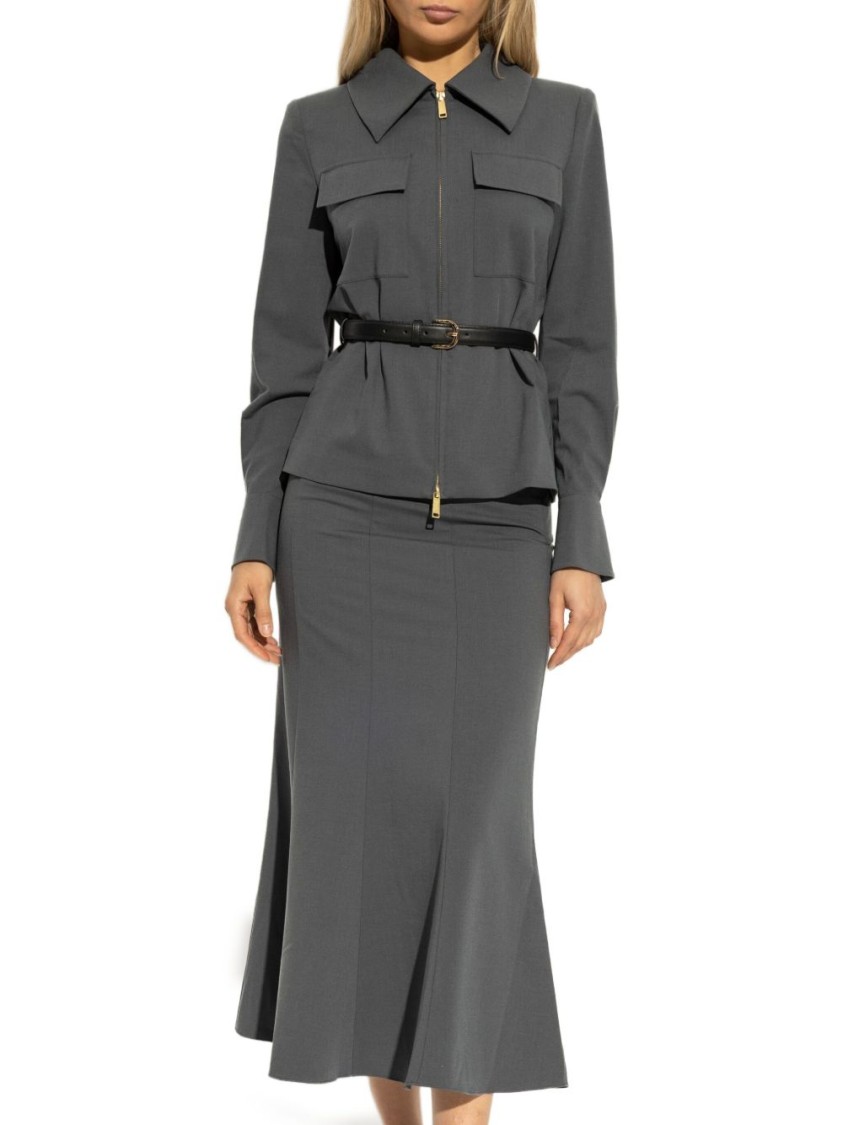 Self-portrait Long Sleeve Dress In Gray