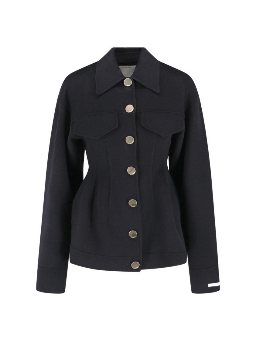 Sportmax Structured Caban Jacket In Virgin Wool In Blue