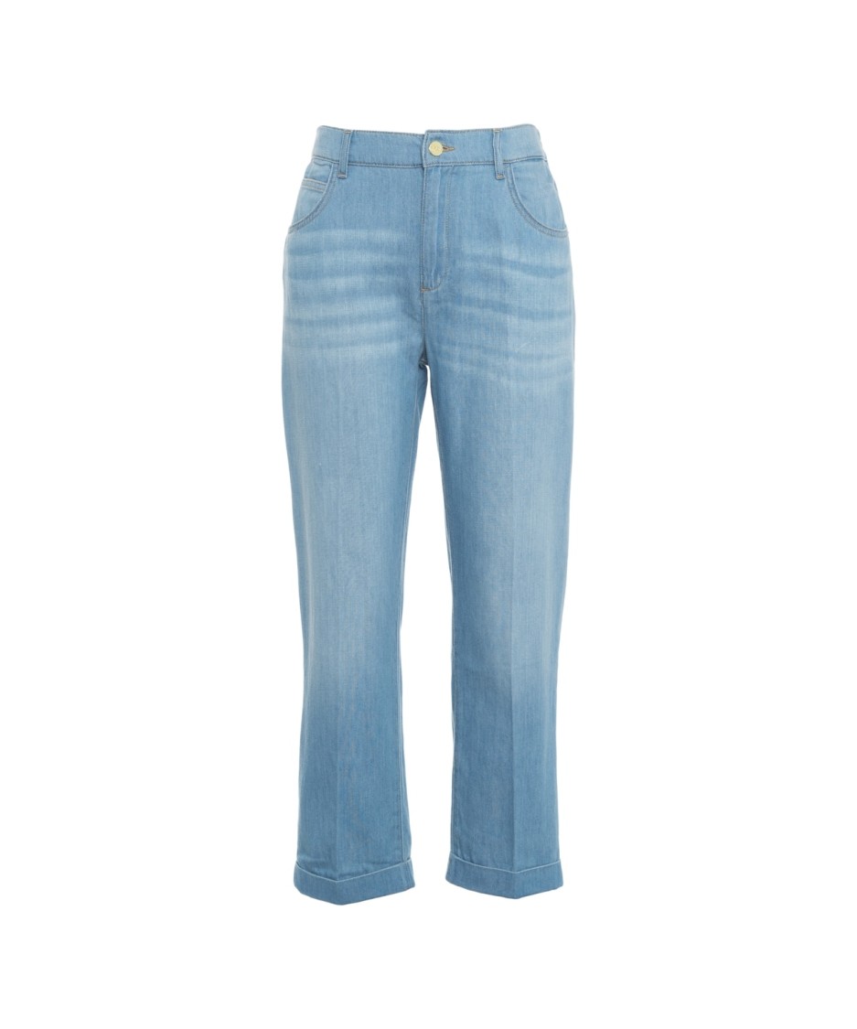 Kaos Straight Fit Denim Jeans With Rolled Cuffs In Blue
