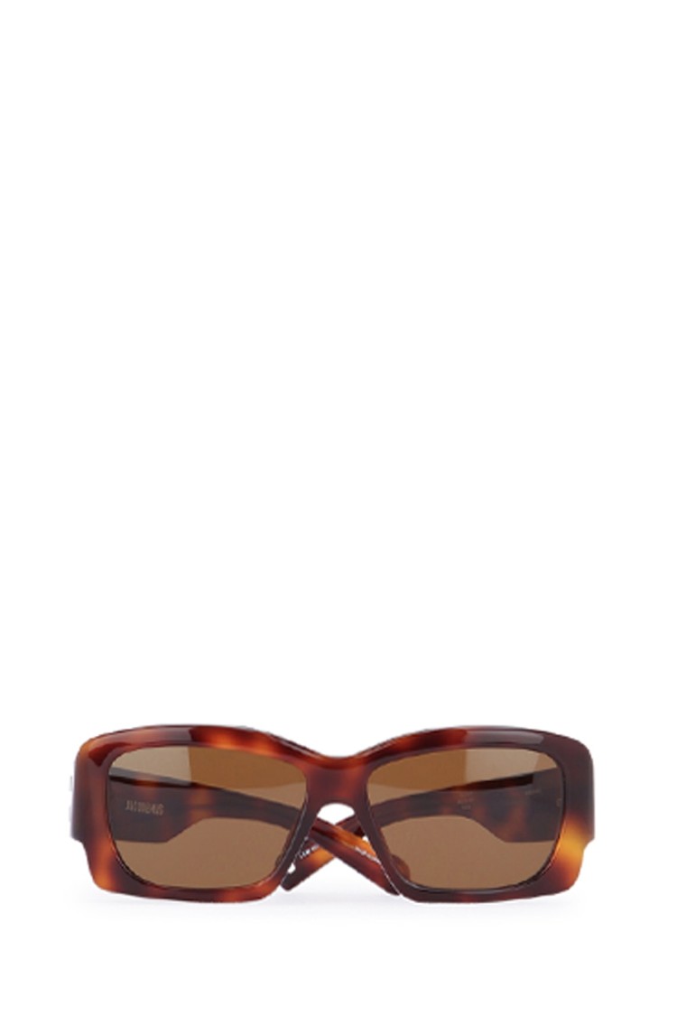 Jacquemus Oversized Rectangular Frame Sunglasses With Shell Pattern In Brown