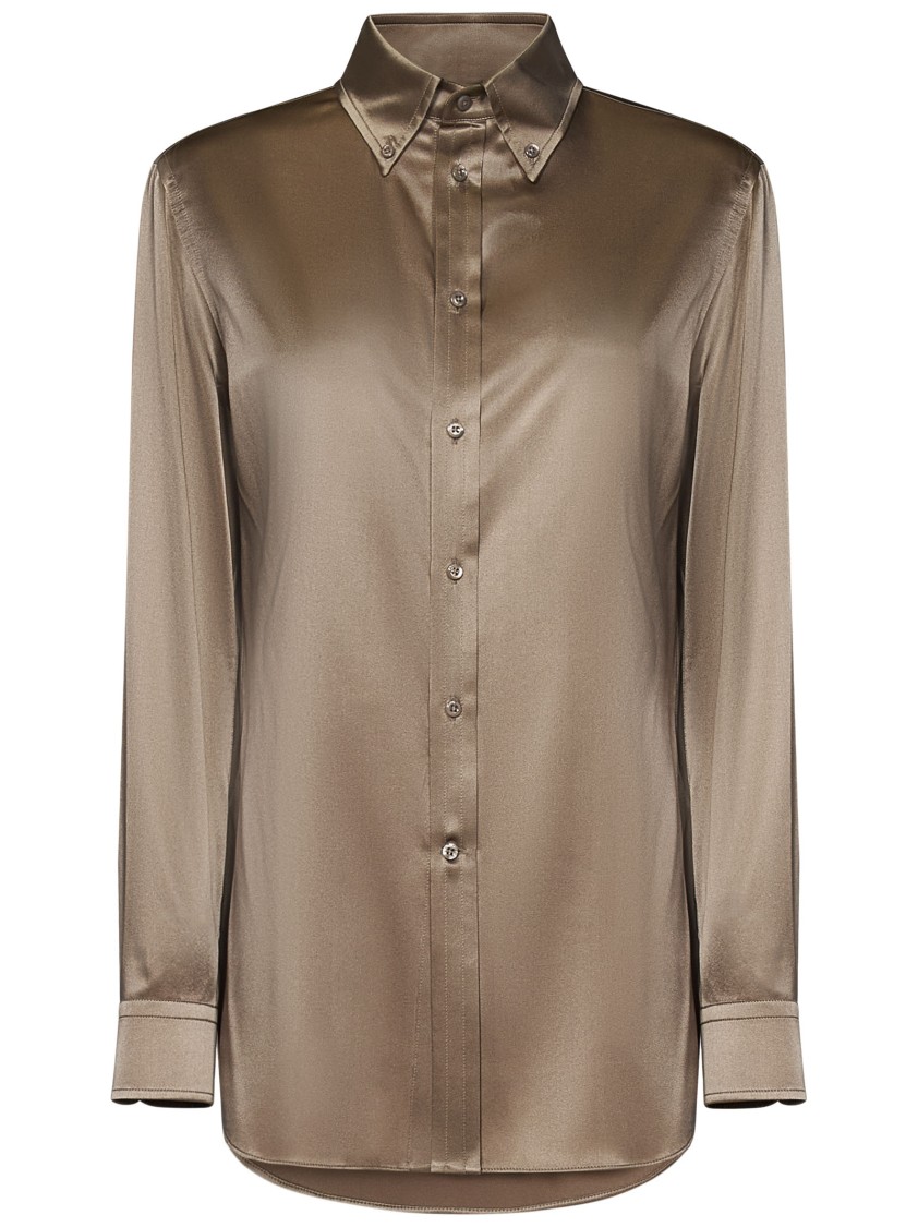 Polo Ralph Lauren Silk Shirt With Classic Button-down Front In Brown