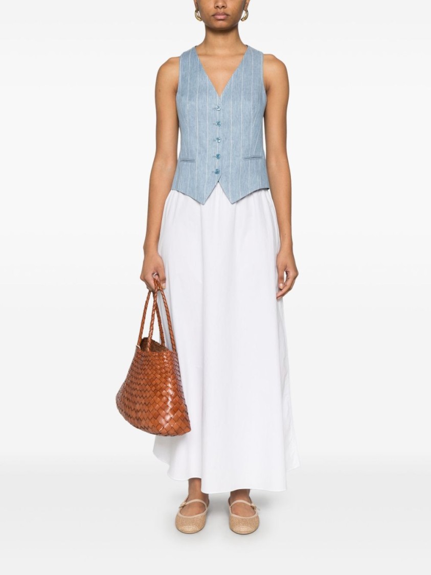 Tagliatore Striped Linen Cotton Blend Vest