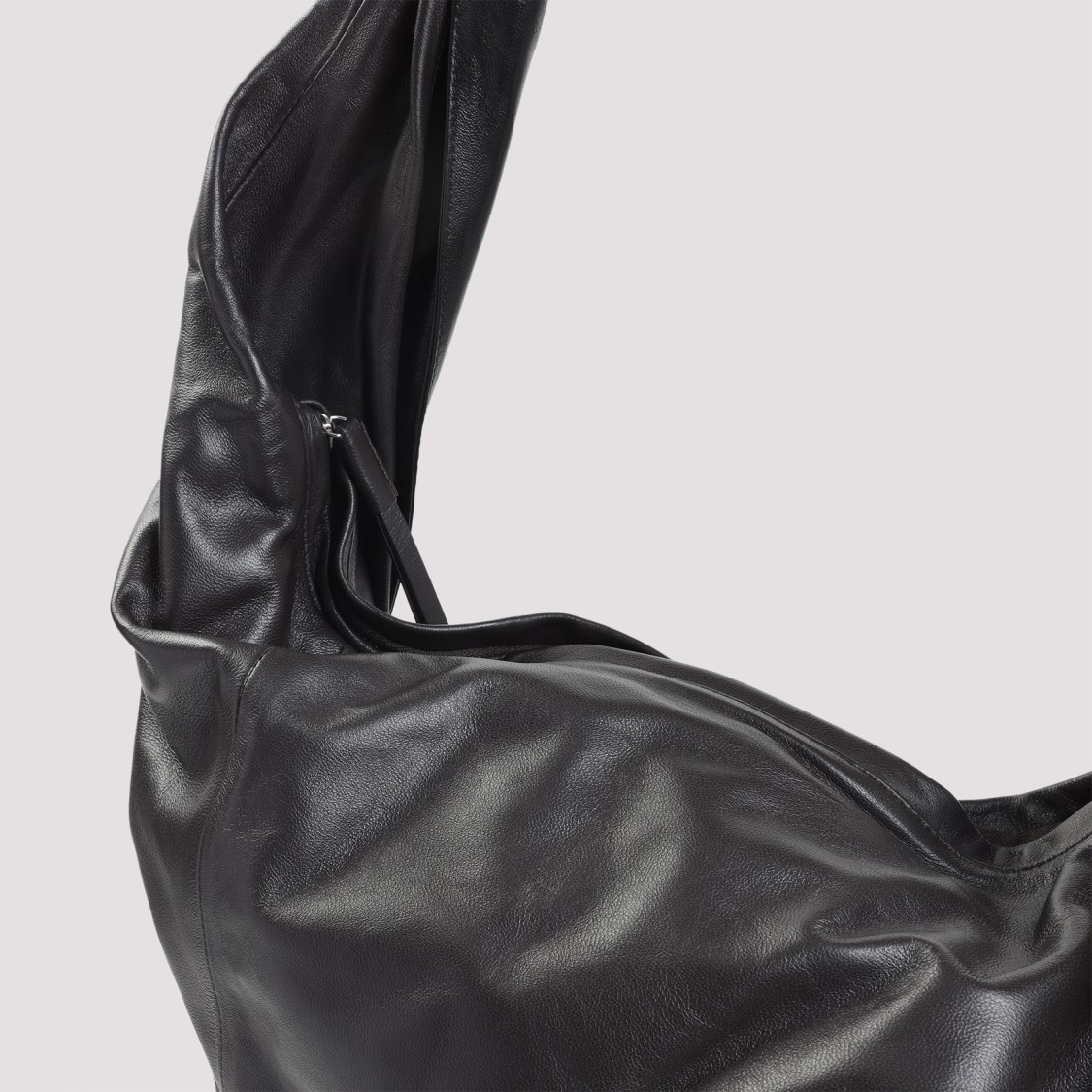 Lemaire Unique Triangular Brown Shoulder Bag In Black
