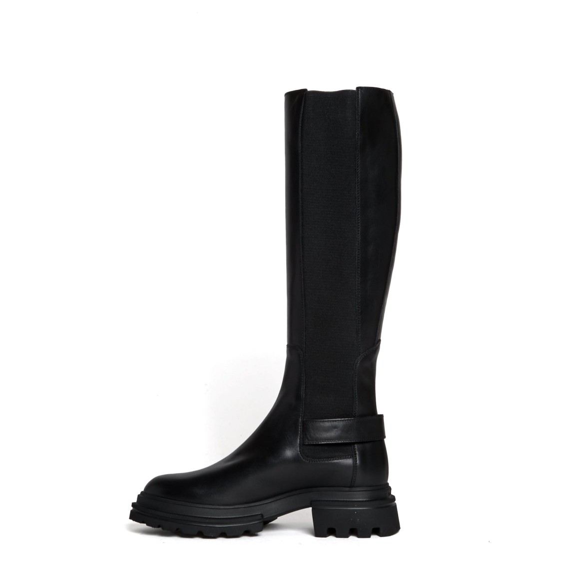 HOGAN HOGAN BLACK LEATHER ELASTIC BOOT