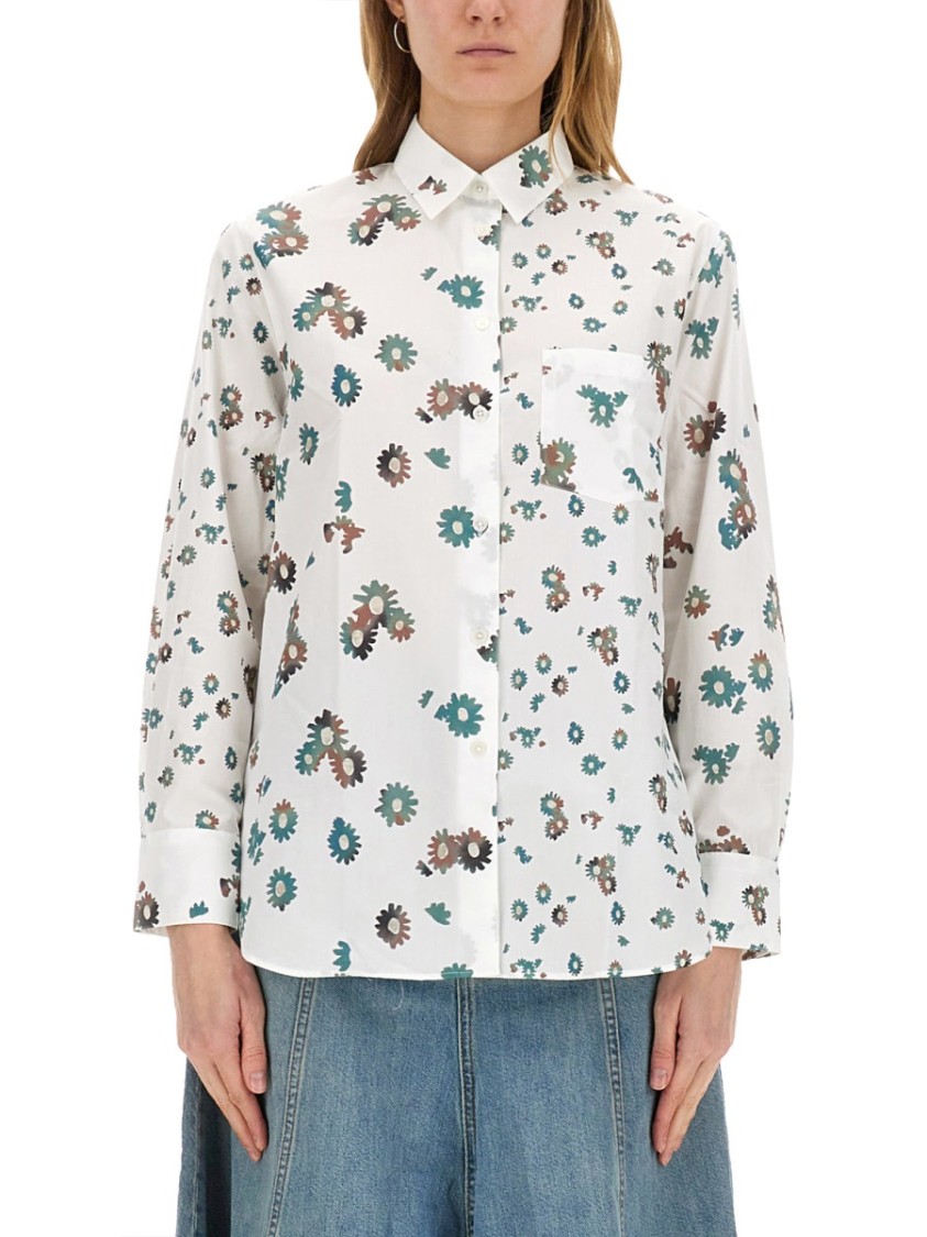 Ps By Paul Smith Ps Paul Smith Floral Print Cotton Shirt In White