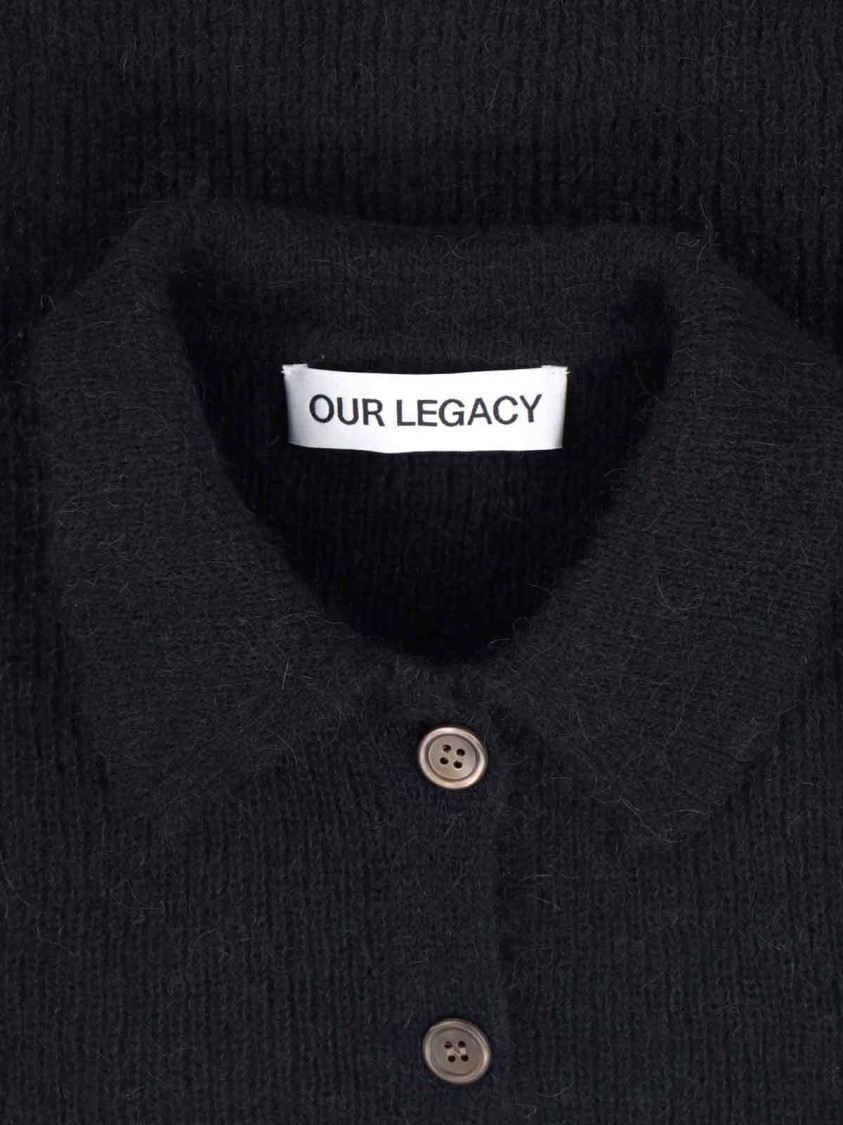 Our Legacy Cropped Top With Classic Collar And Button-down Front In Black