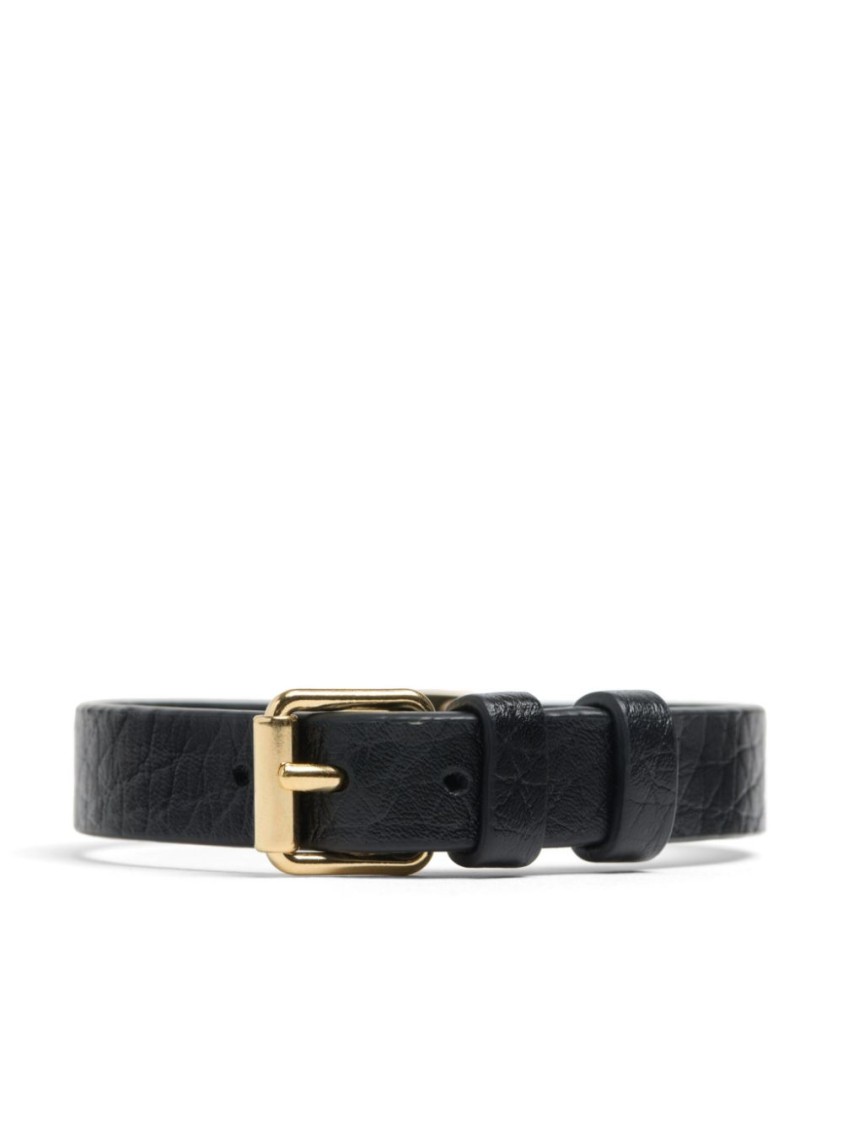 Valentino Garavani Vlogo Signature Grainy Calfskin Bracelet In Black