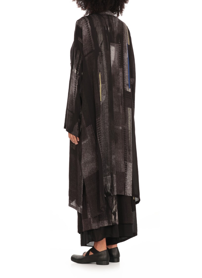 Y's Geometric Pattern Windbreaker In Grey