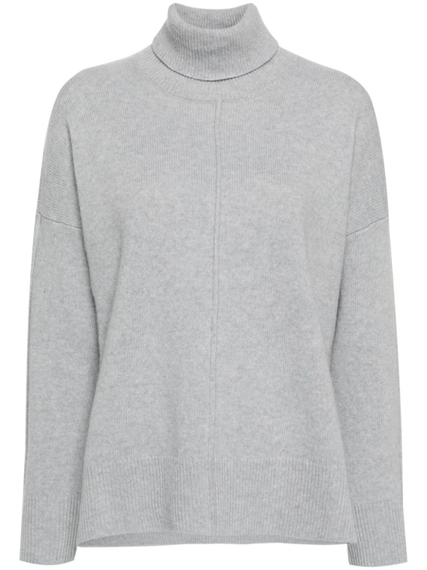 Eleventy Relaxed Fit Turtleneck Sweater In Grey Knit In Gray