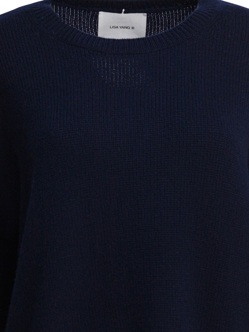 Lisa Yang Deep Blue Cashmere Knit Sweater In Blue