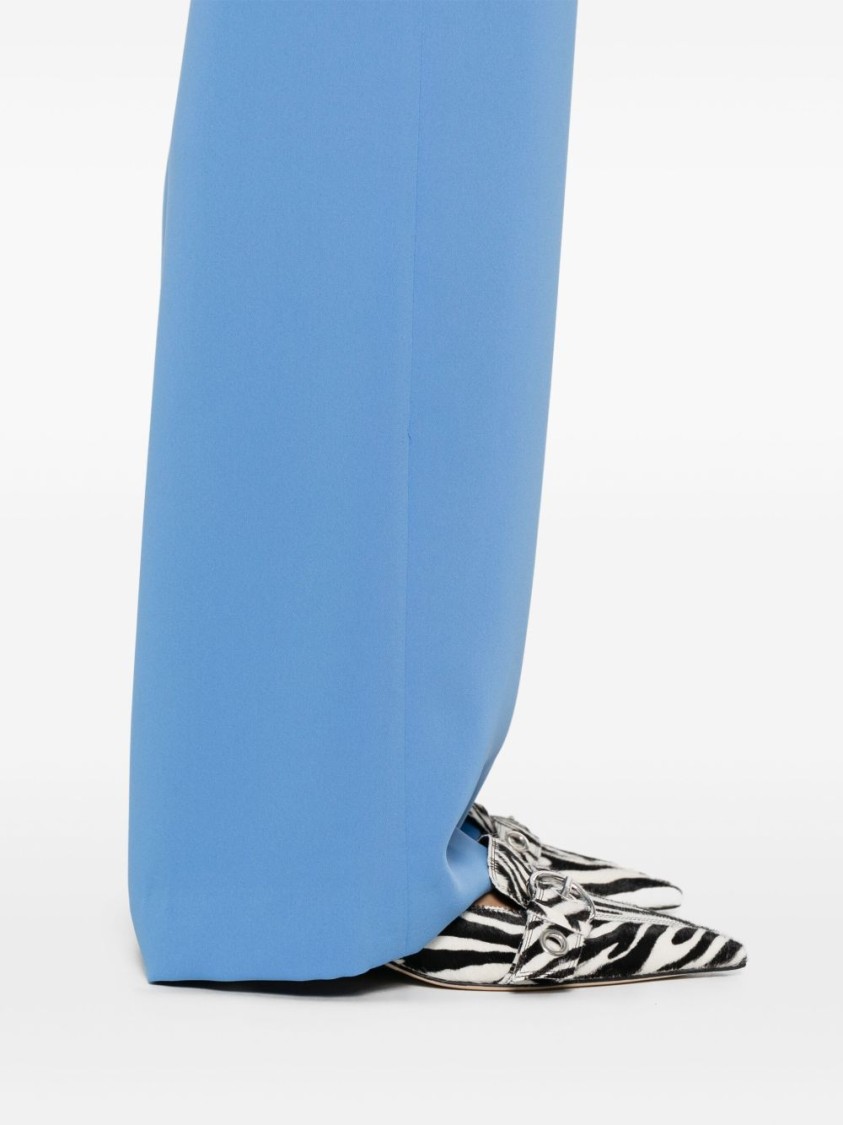P.a.r.o.s.h High-rise Wide-leg Trousers Elasticated Waist In Blue