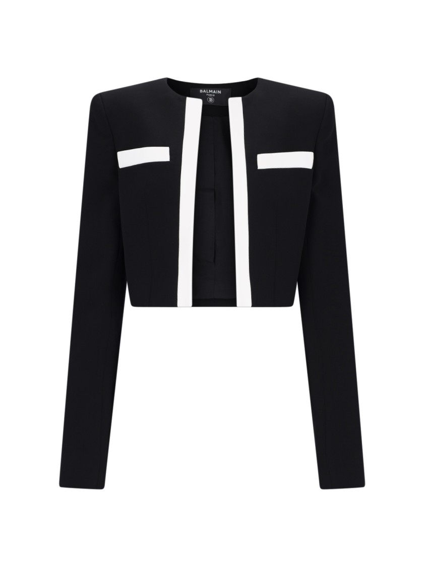 Balmain Panel Cropped Jacket Gold Buttons Sleeves