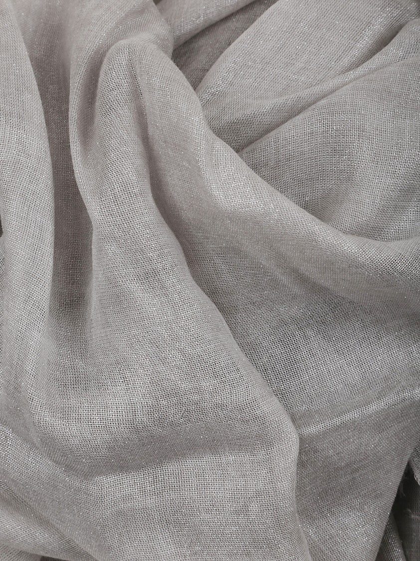 Peserico Modal And Virgin Wool Stole With Delicate Fringe In Grey
