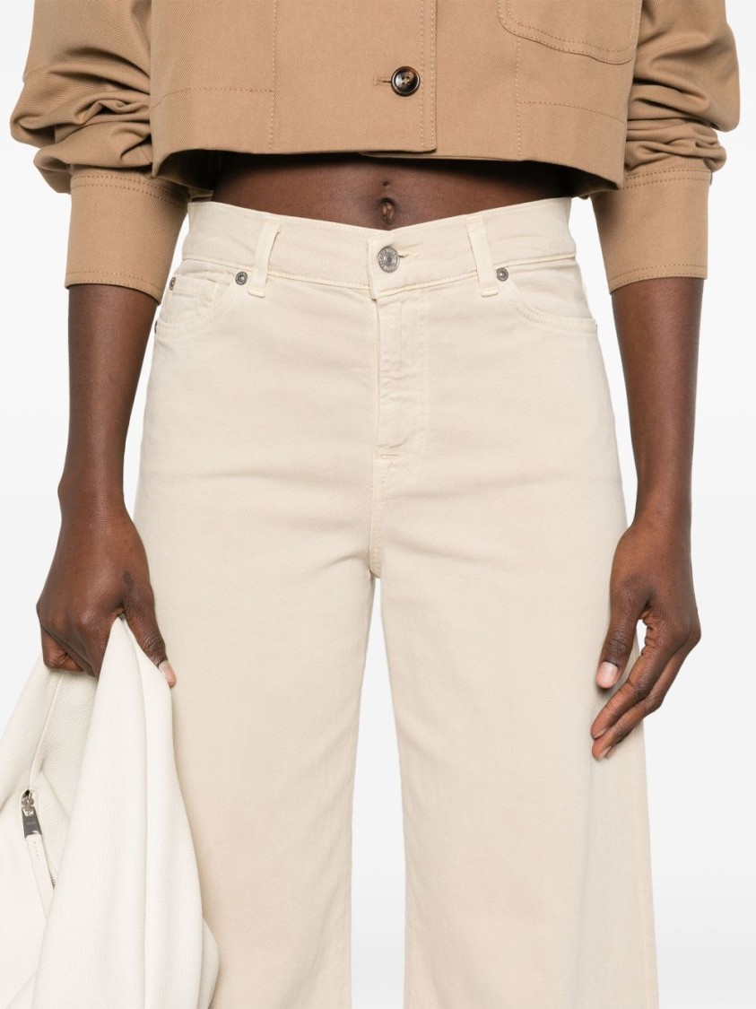 7 For All Mankind Wide-leg Jeans With High Waist In Neutral