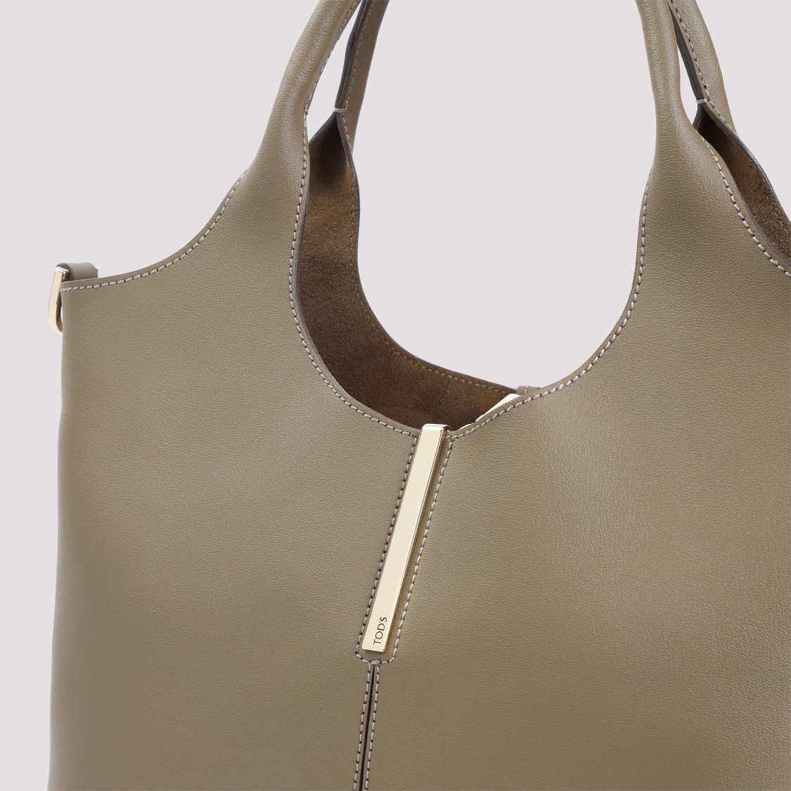 Tod's Structured Shoulder Bag In Smooth Leather In Neutral