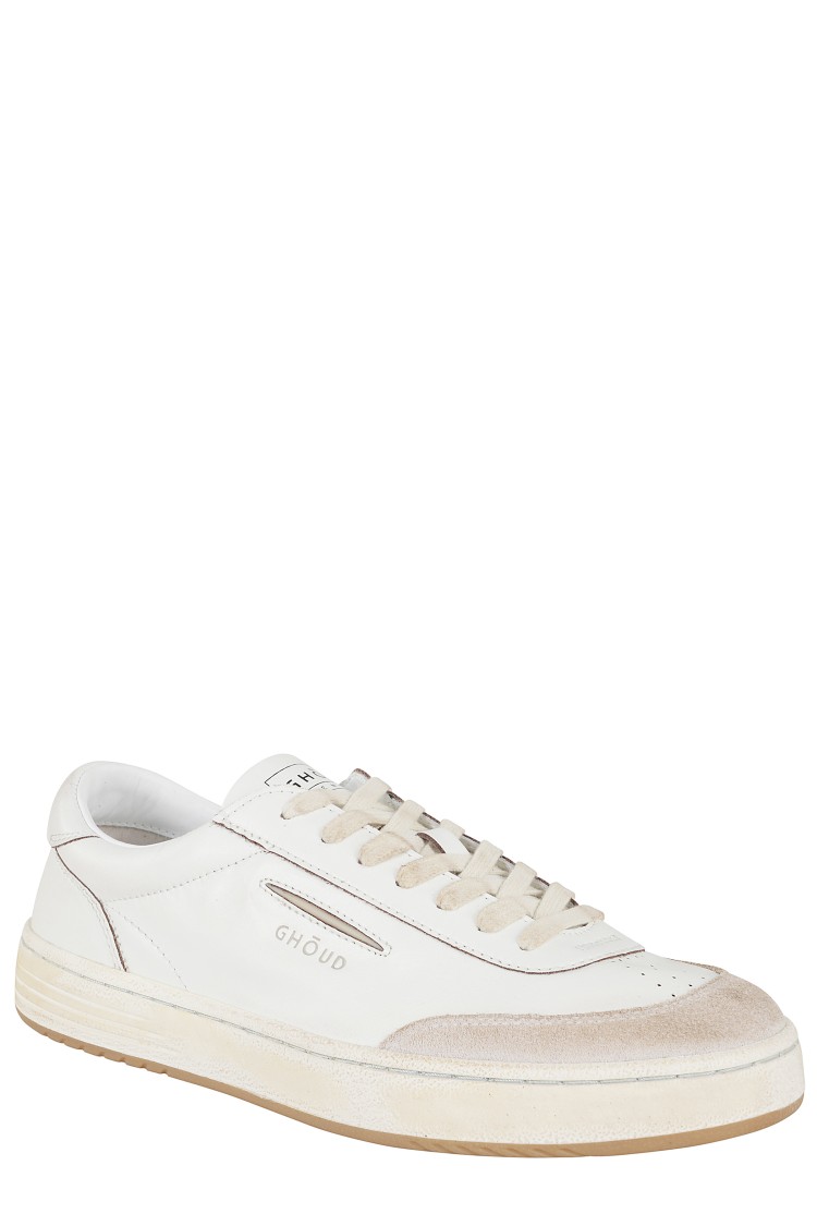 Ghoud Lido Low Sneakers In White Leather And Suede In White