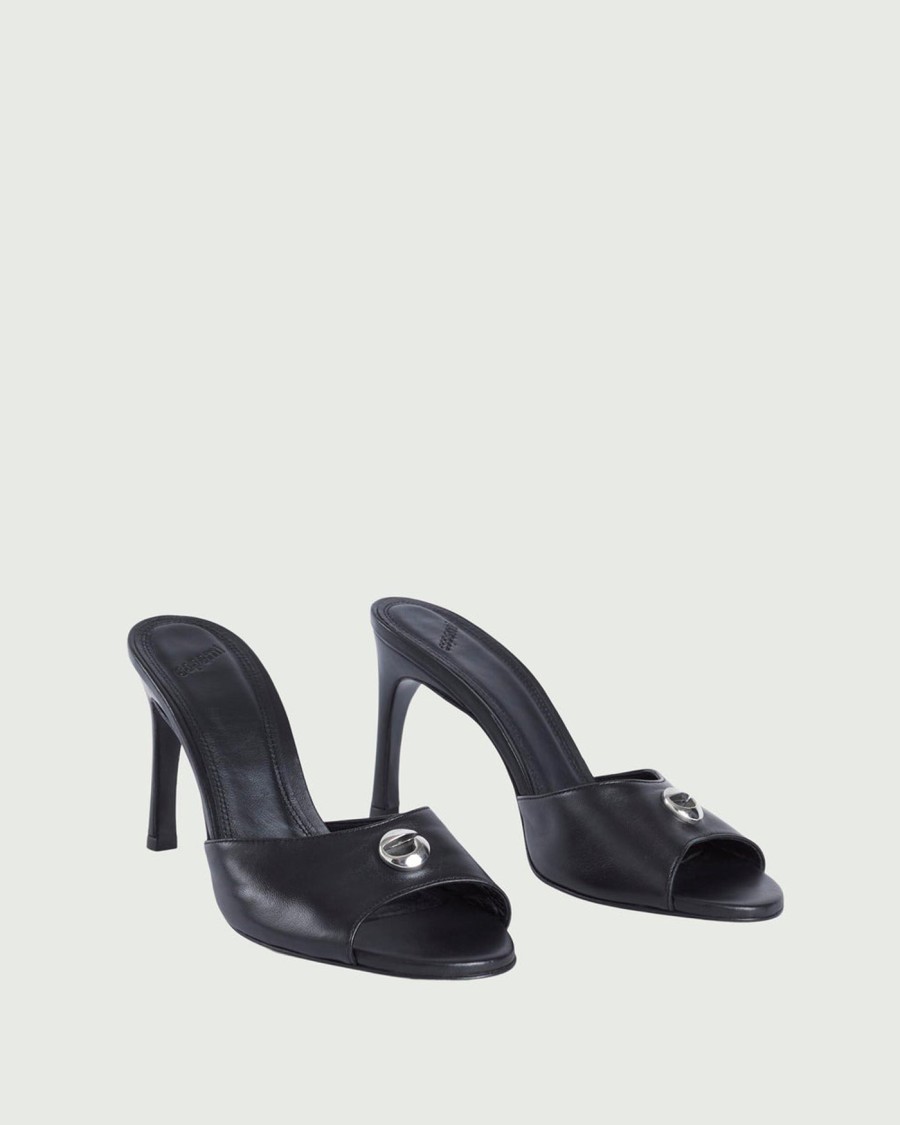 Coperni Open-toe Black Lamb Leather Mules In Black