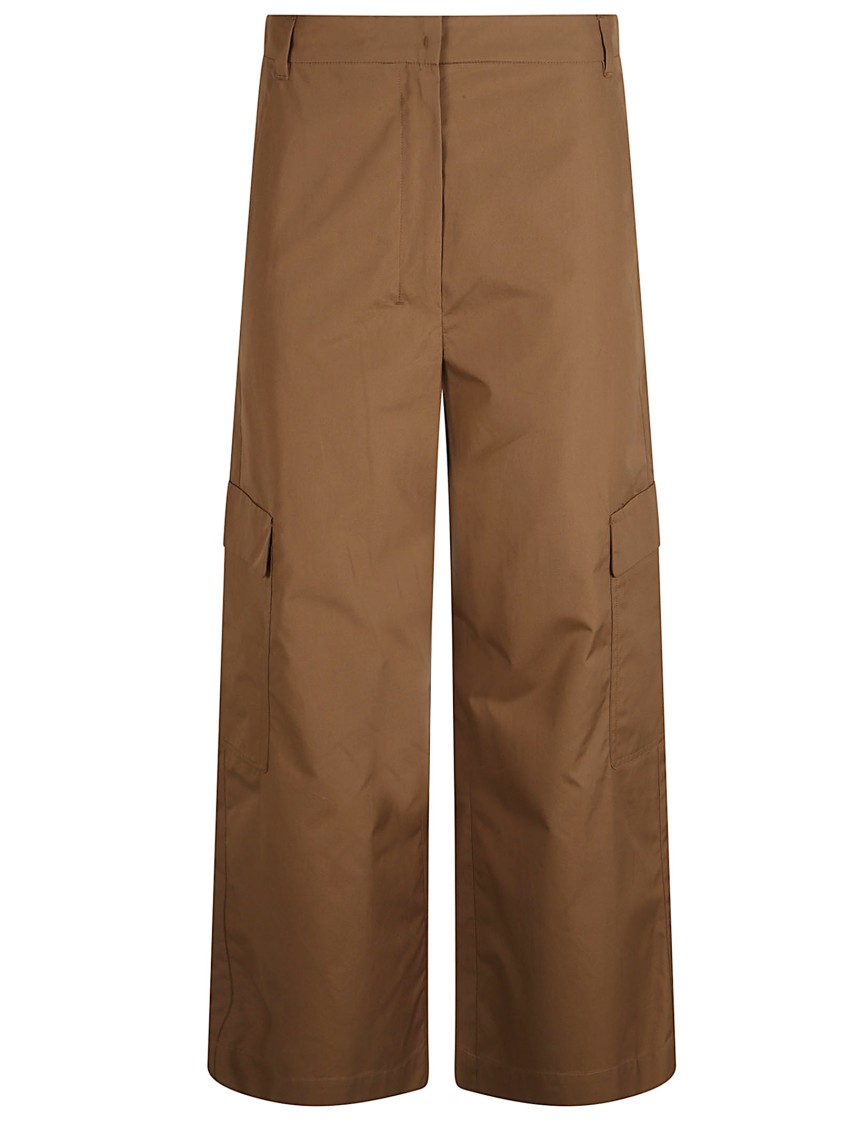 Max Mara Wide-leg Brown Trousers With Clean Waistband