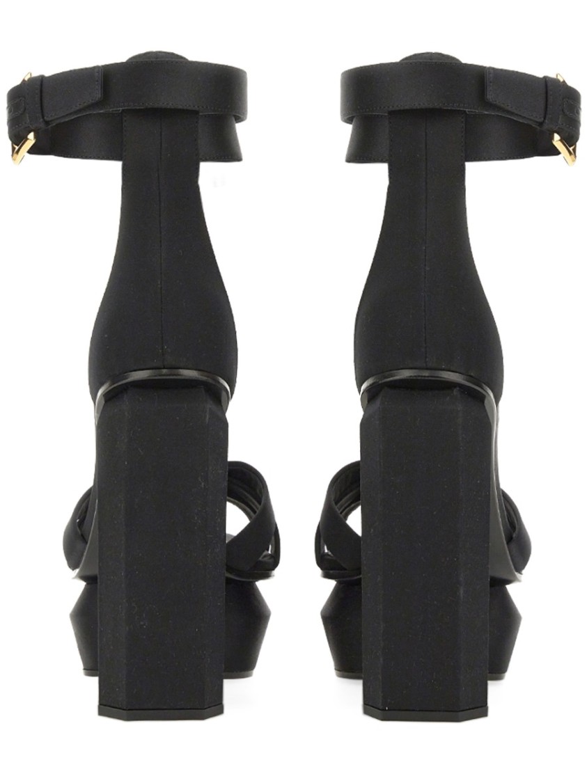 Shop Balmain Geometric Design Platform Sandal
