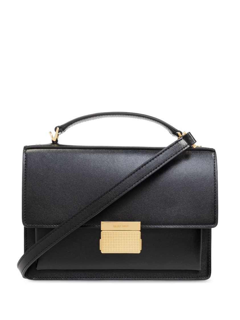 Golden Goose 'venezia' Black Hand Bag With Lettering Logo And Clasp Closure In Black