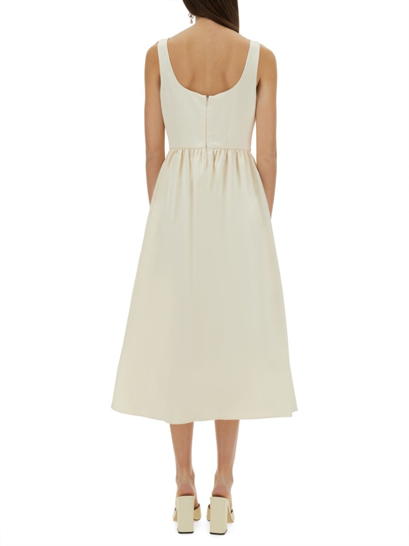 Shop Self-portrait Midi Dress With Floral Appliqués In Grey