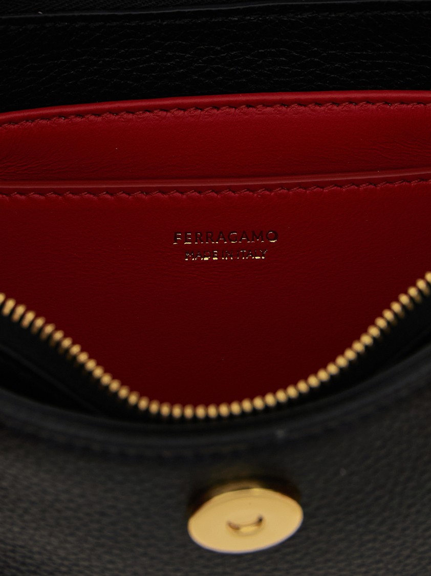 Ferragamo Gabry Black Calf Leather Shoulder Bag