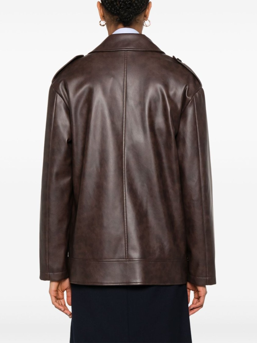 Le Sully Studio Chocolate Brown Vintage Faux Leather Viktor Biker Jacket