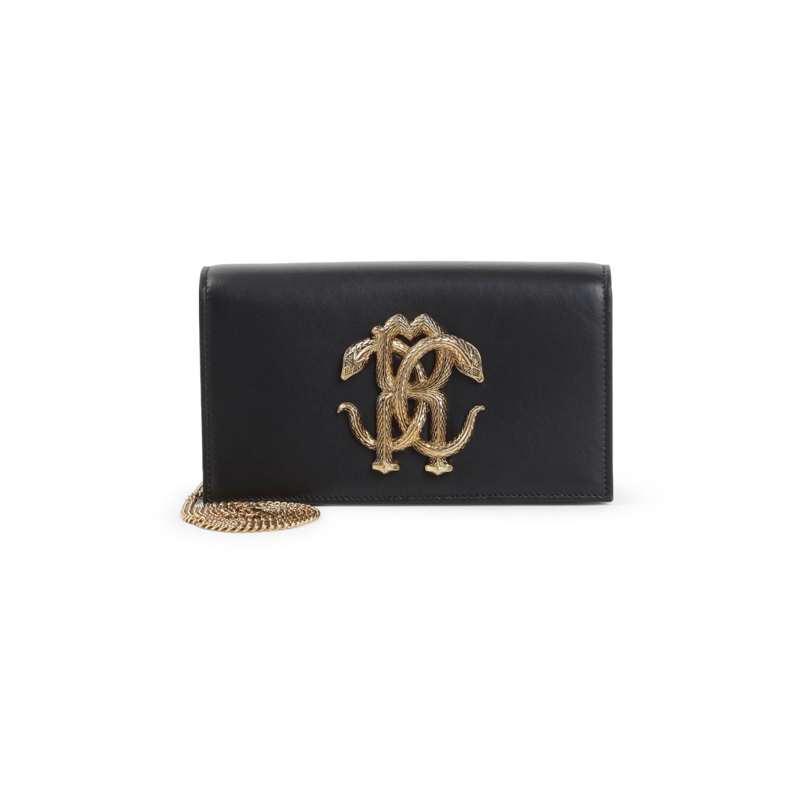 ROBERTO CAVALLI ROBERTO CAVALLI BLACK LEATHER SHOULDER BAG