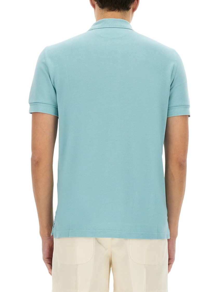 Tom Ford Plain Lyocell Polo In Blue