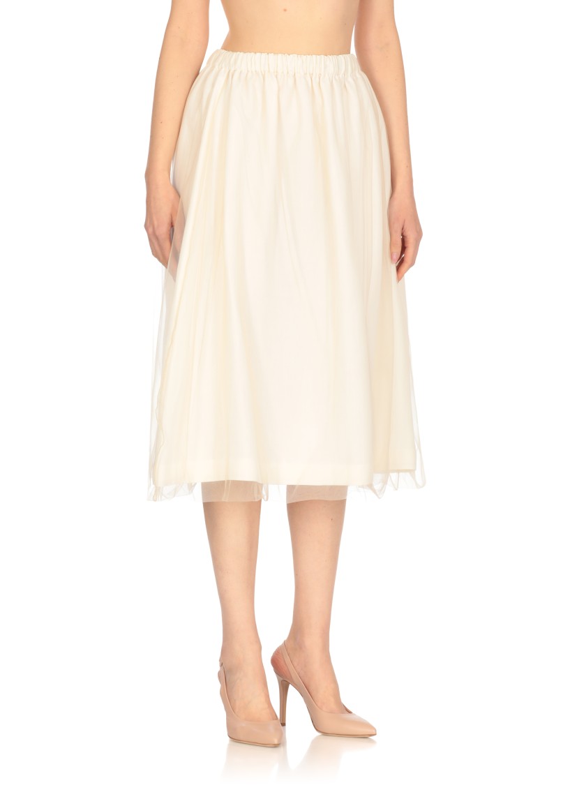 Shop Fabiana Filippi Ivory Viscose And Linen Skirt In White