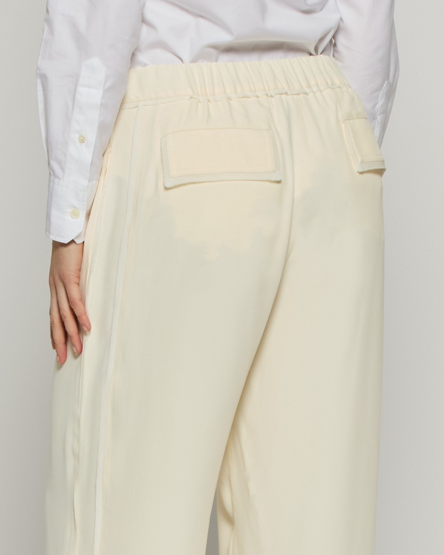 SERENA BUTE SERENA BUTE TAILORED TROUSER WITH GEORGETTE TRIM - CREAM