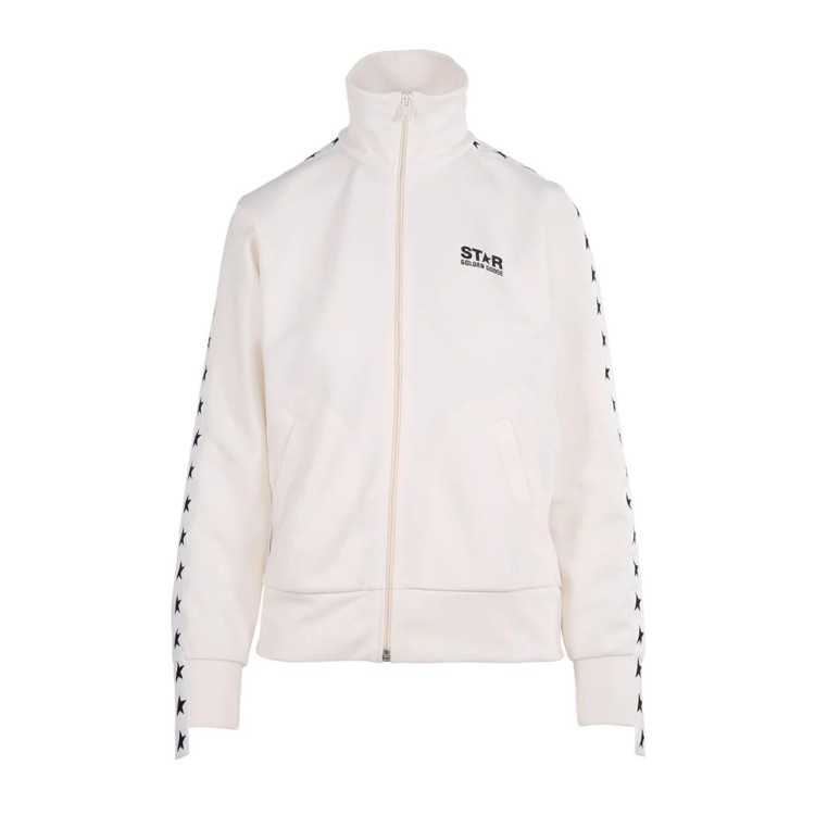 Golden Goose Zipped Track Jacket With Star-patterned Accents In White
