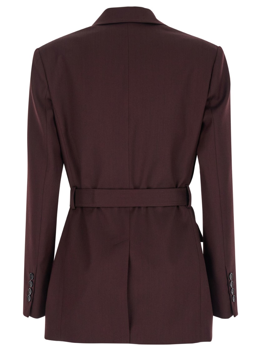 Pinko 'cortez' Bordeaux Jacket With Notched Revers And Removable Hood In Wool Blend Woman In Burgundy