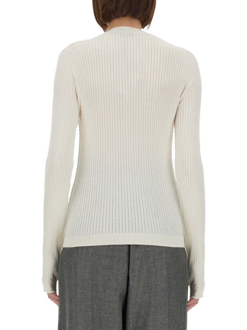 Fendi Slim Fit Ribbed Sweater Knitwear White