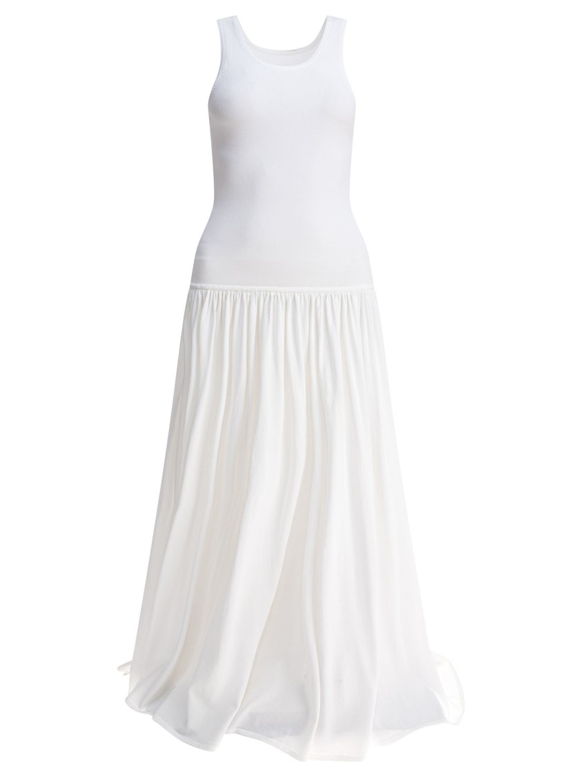 Loulou De Saison Fitted Maxi Dress In Soft White Knit In White