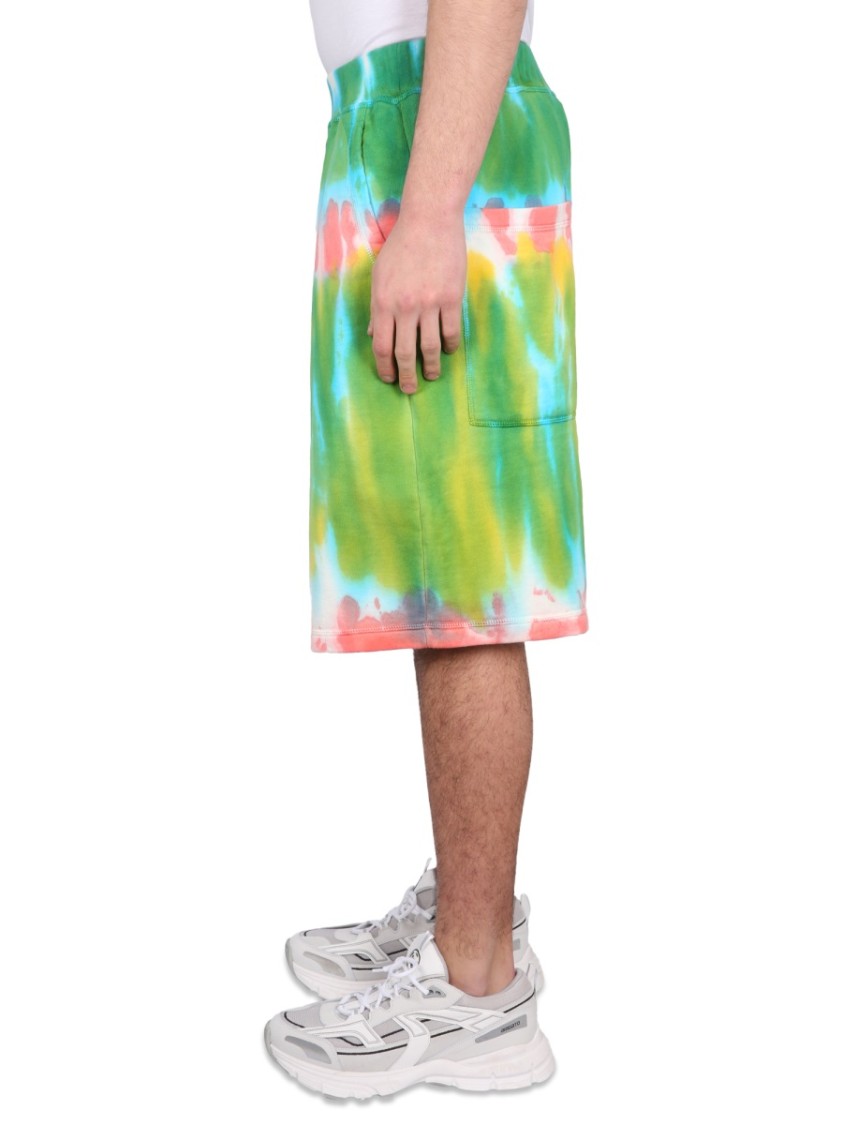 Shop Dsquared2 Bermuda Shorts With Vibrant Tie-dye Pattern In Green