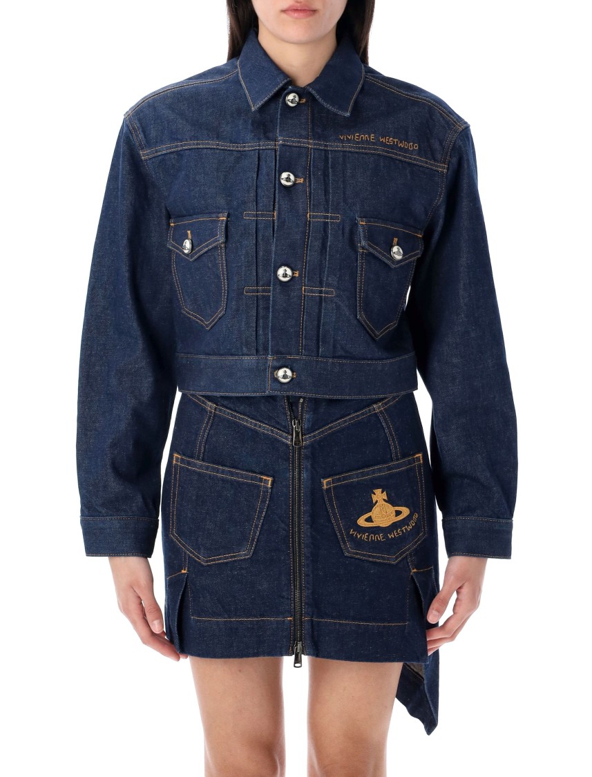 Vivienne Westwood Mens Sailor Asymmetric Cotton-linen Denim Mini Skirt Indigo
