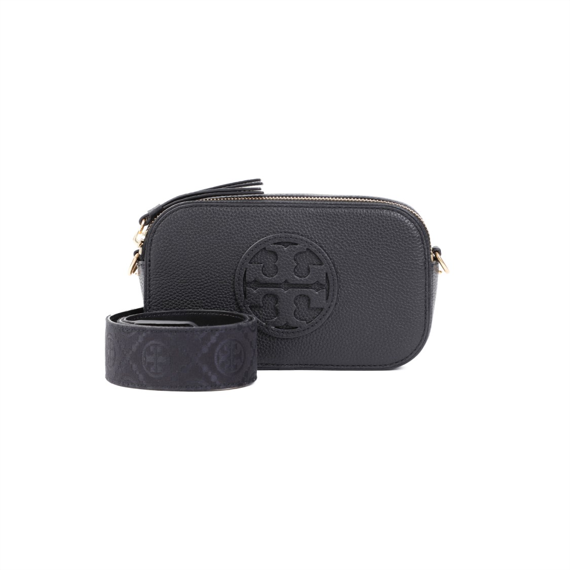 Tory Burch Miller Mini Black Grained Leather Crossbody Bag