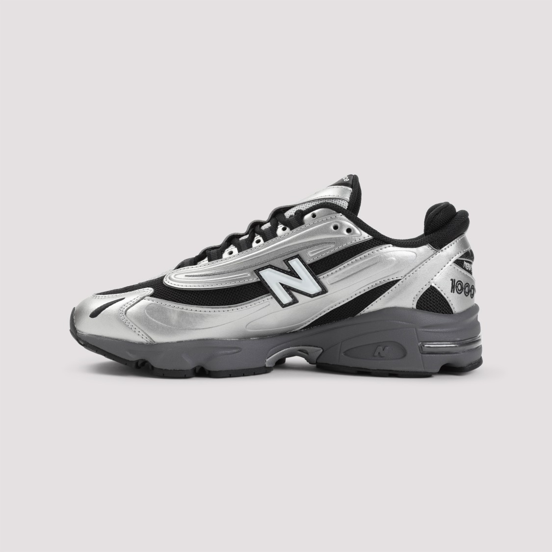 New Balance Mens Silver Metallic Green 1000 Metallic Mixed-material Trainers In Silver