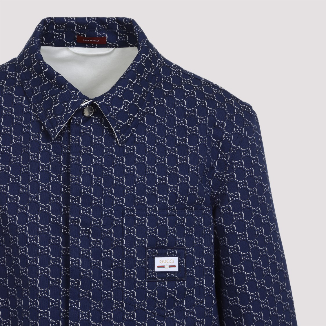Gucci Gg Logo Long-sleeved Shirt In Blue