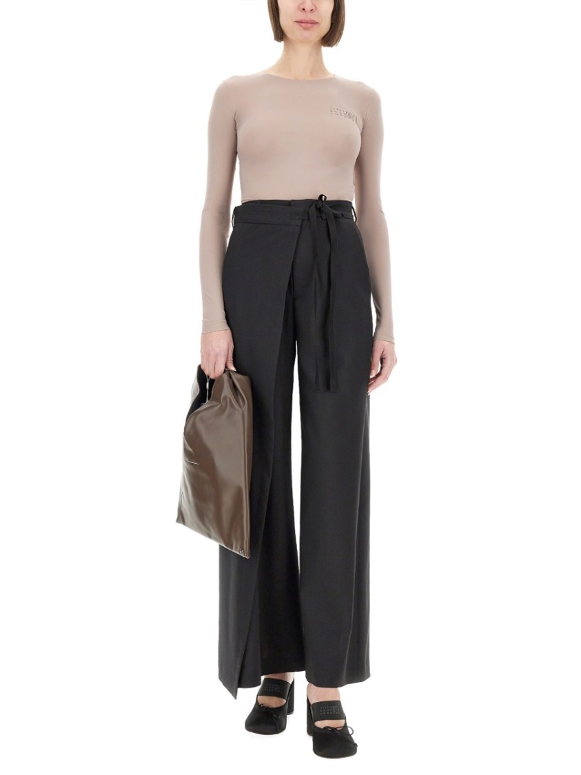 Mm6 Maison Margiela Mm6 By Maison Margiela Form-fitting Bodysuit With Long Sleeves In Pink