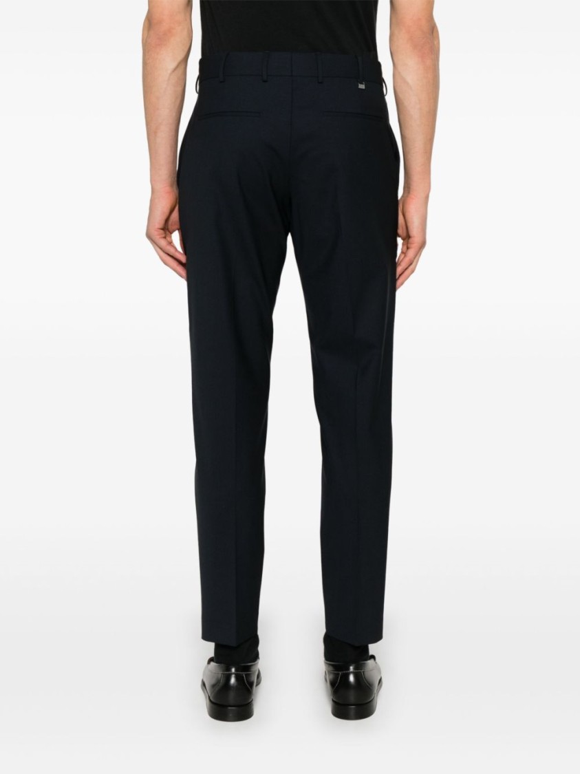 Pt Torino Tailored Blue Trousers With Subtle Crease In Black